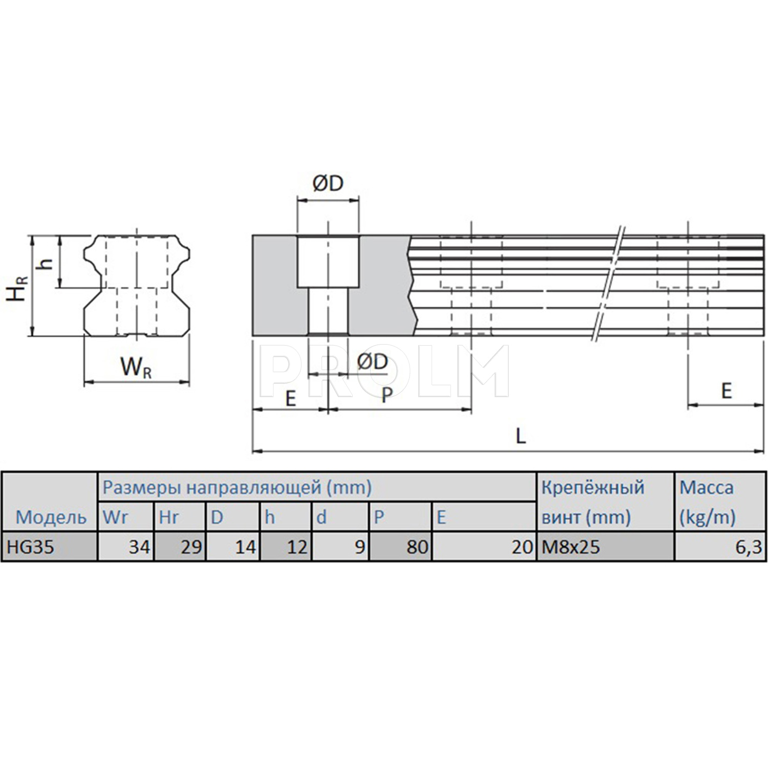 Направляющая системы линейного перемещения  HIWIN HGR35R_C (420C(45/4X80/55))