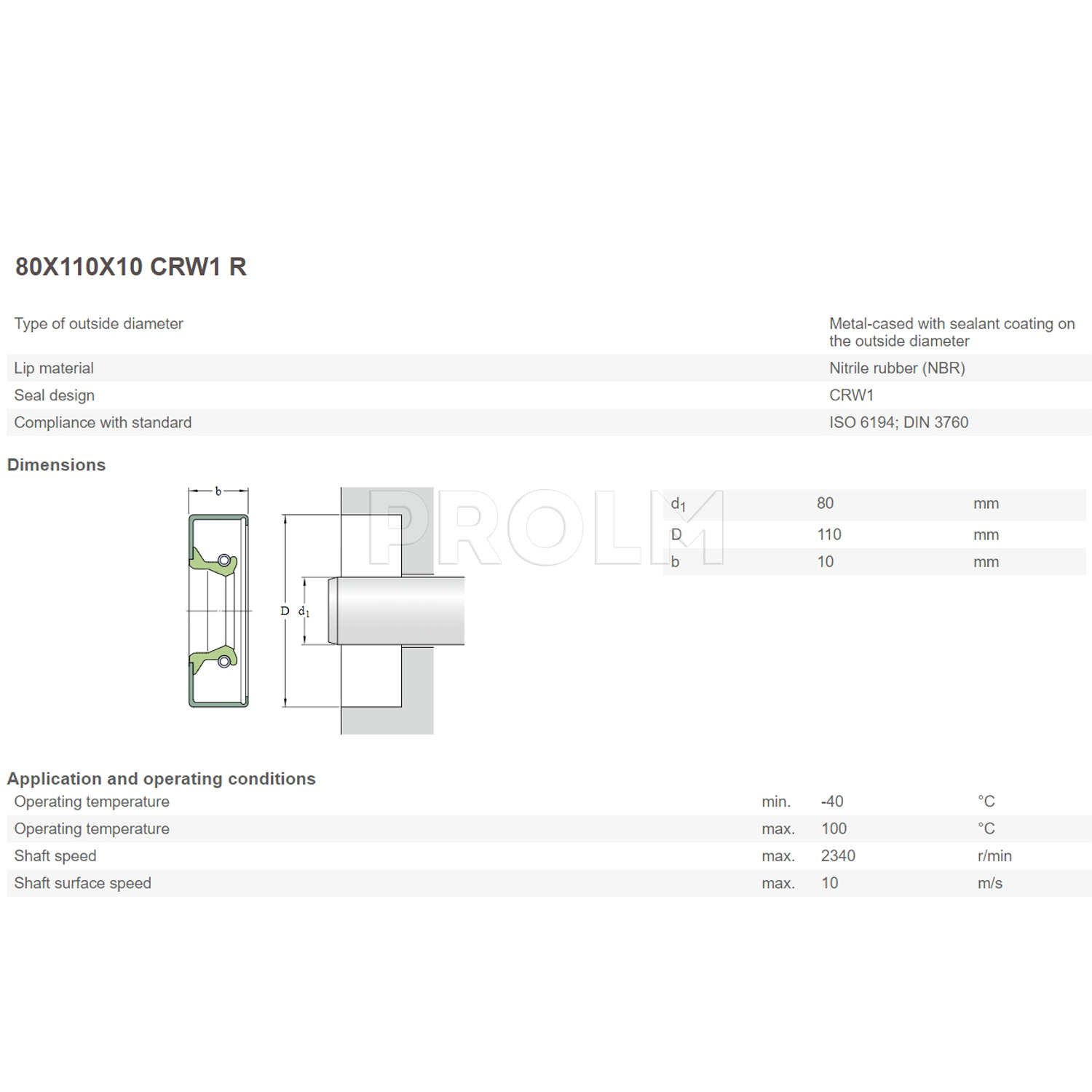 Манжета  SKF 80X110X10 CRW1R