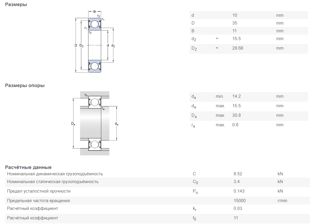 Подшипник  SKF 6300-2RSH