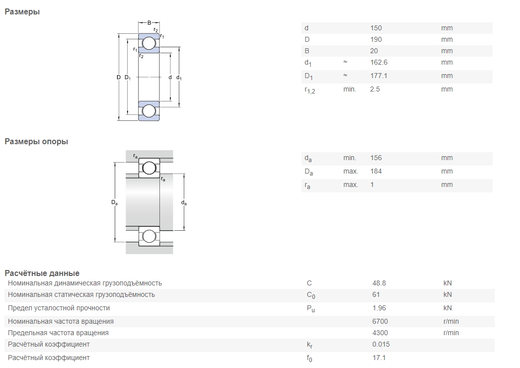 Подшипник  SKF 61830