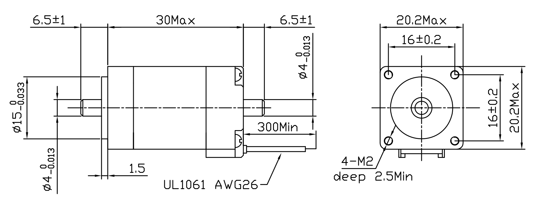 Шаговый двигатель  FULLING MOTOR FL20STH30-0604B-4 (shaft length 5-6.5 mm)