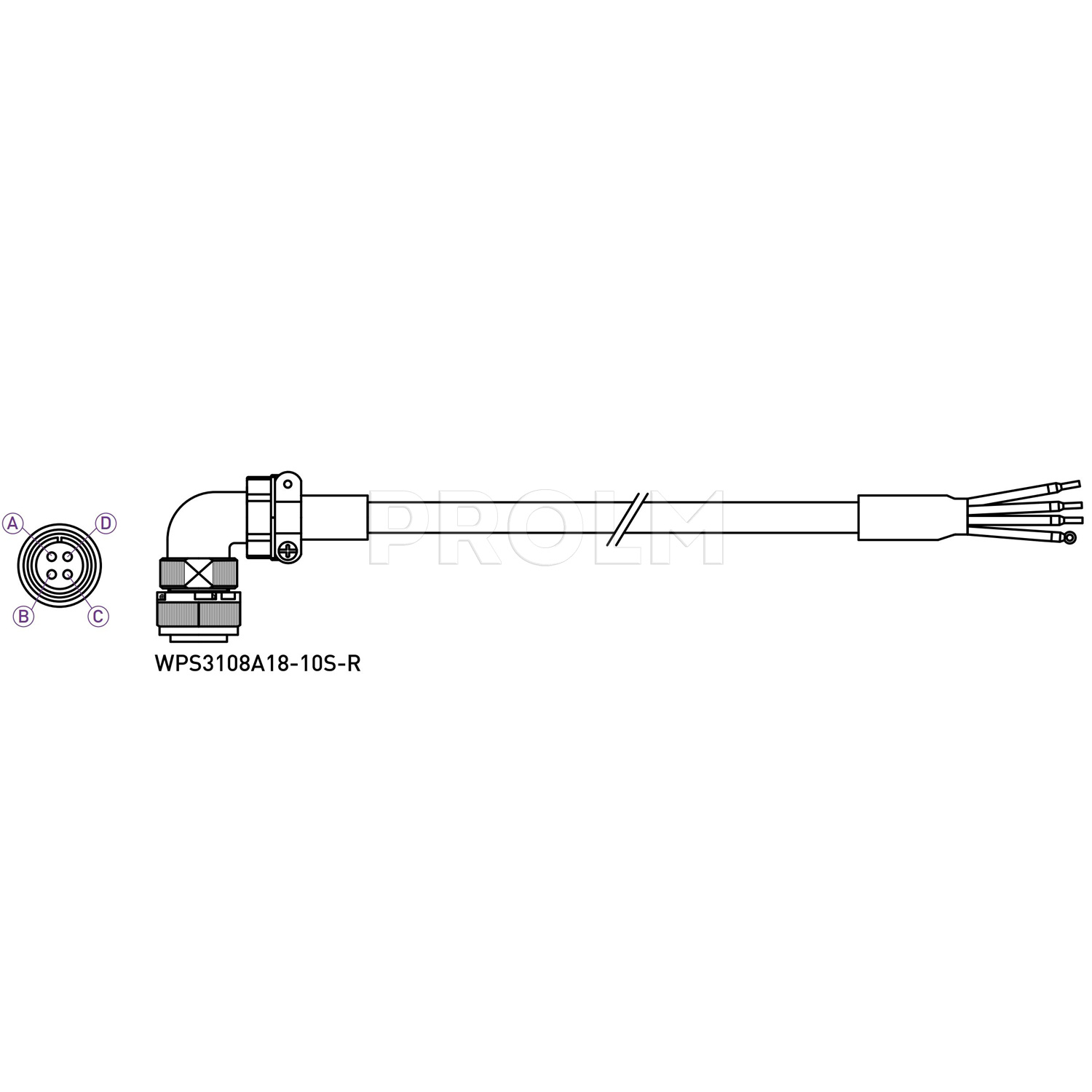 Силовой кабель серводвигателя  HIWIN HVPM04CB07MB