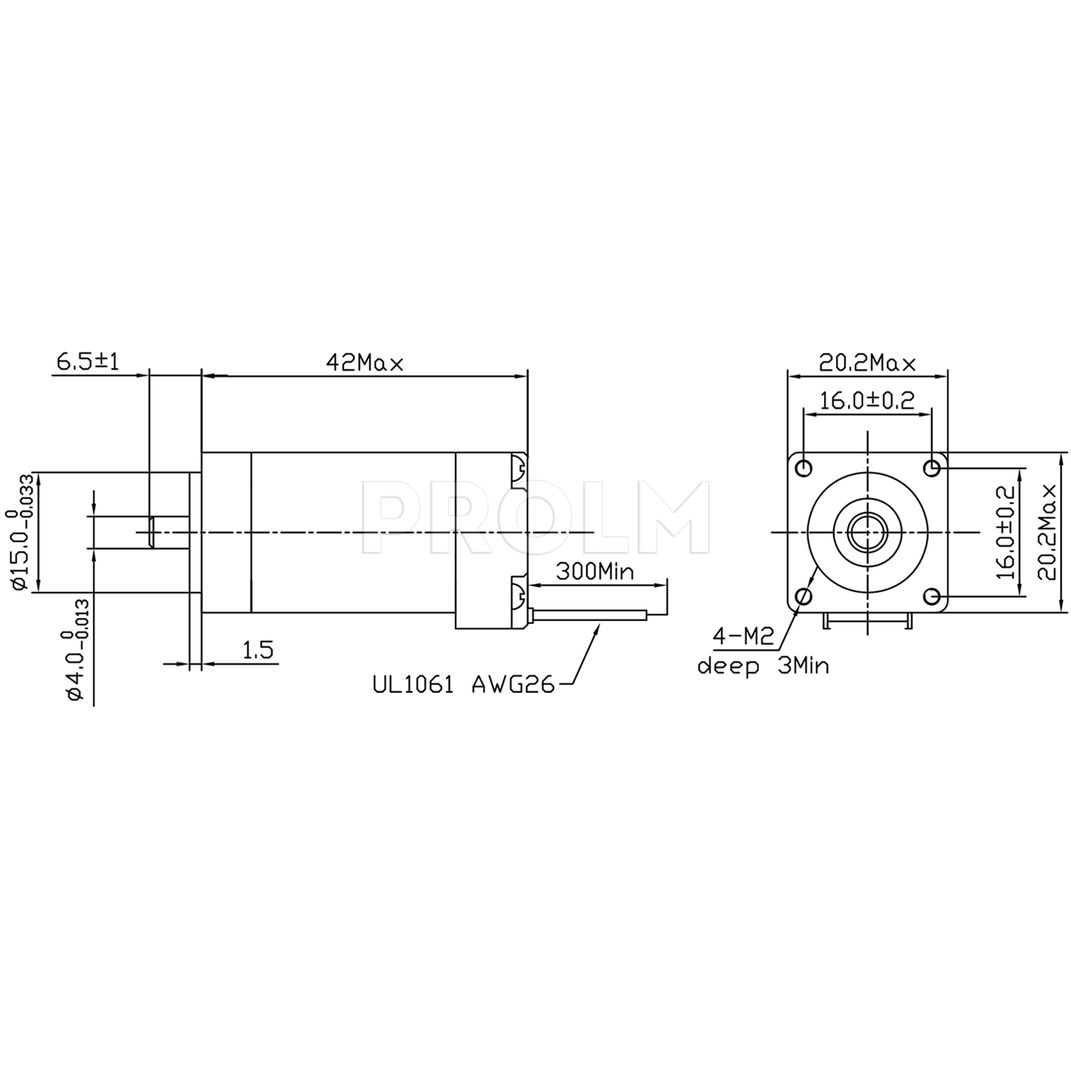 Шаговый двигатель  FULLING MOTOR FL20STH42-0804A-4 (shaft length 5 mm)