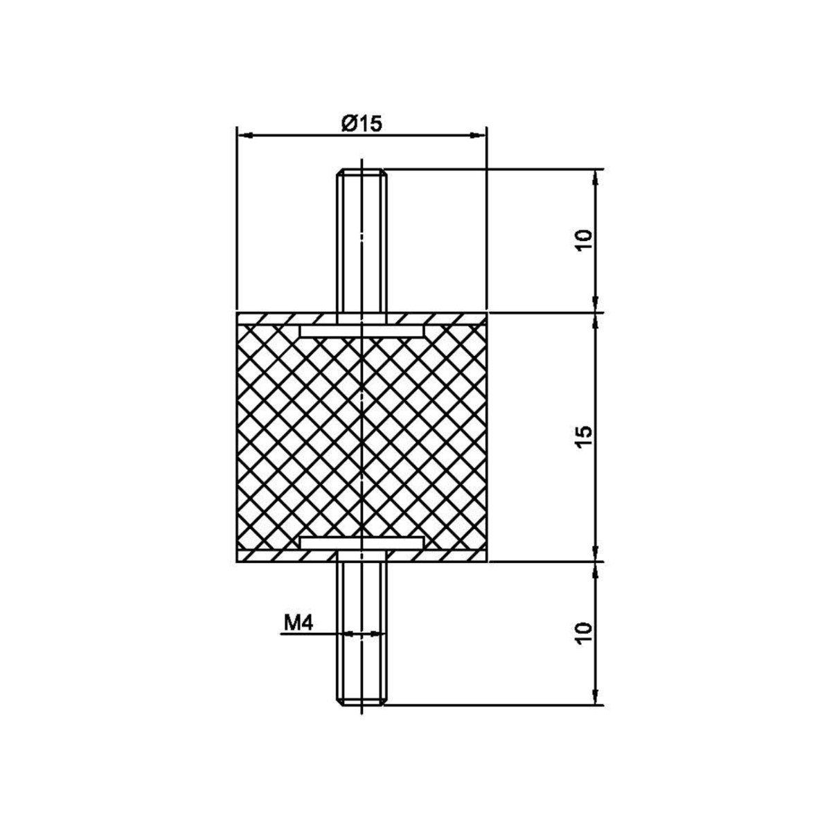 Виброизолятор резинометаллический  ArtNC 15.15 A (M4x10)