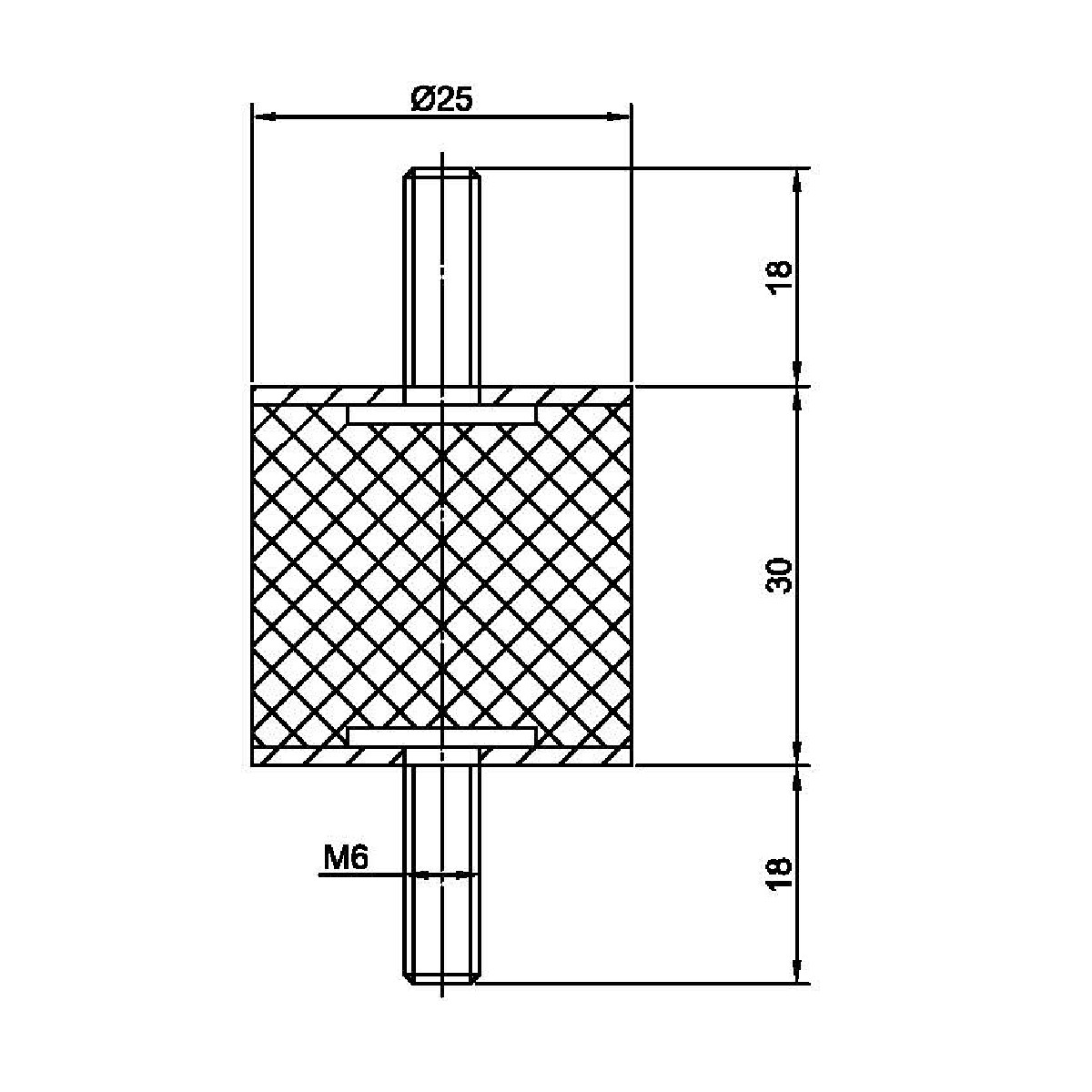 Виброизолятор резинометаллический  ArtNC 25.30 A (M6x18)