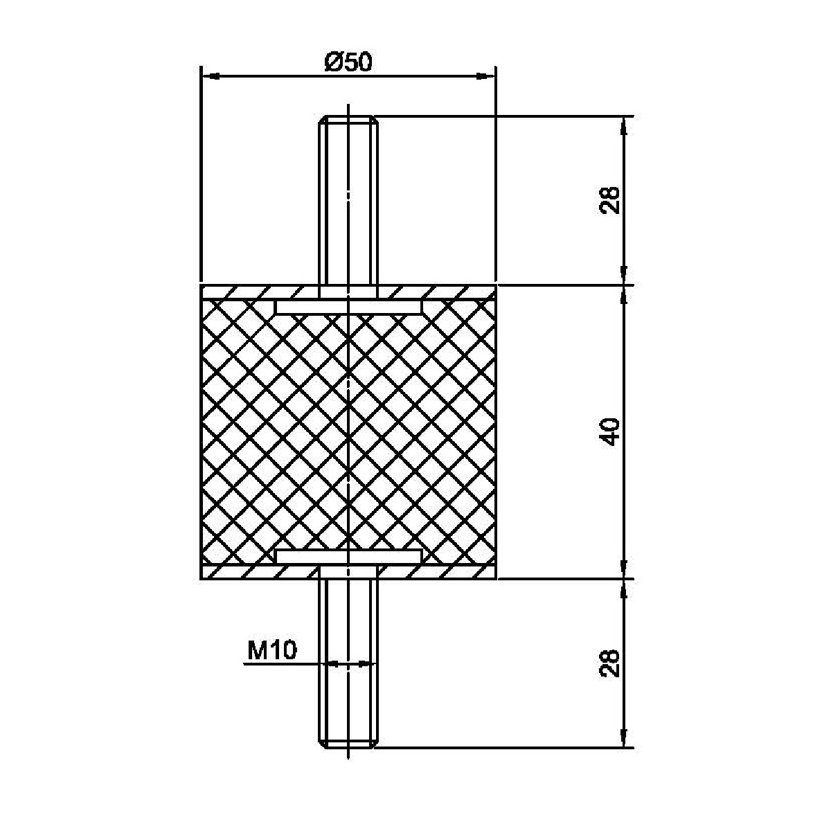 Виброизолятор резинометаллический  ArtNC 50.40 A (M10x28)