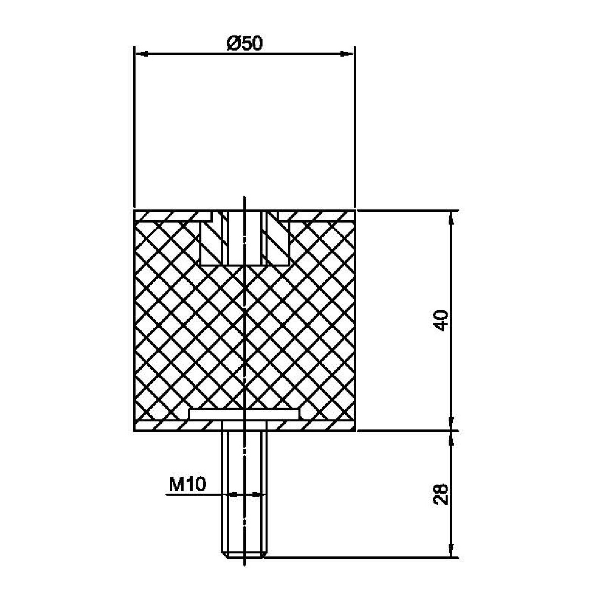 Виброизолятор резинометаллический  ArtNC 50.40 B (M10x28)