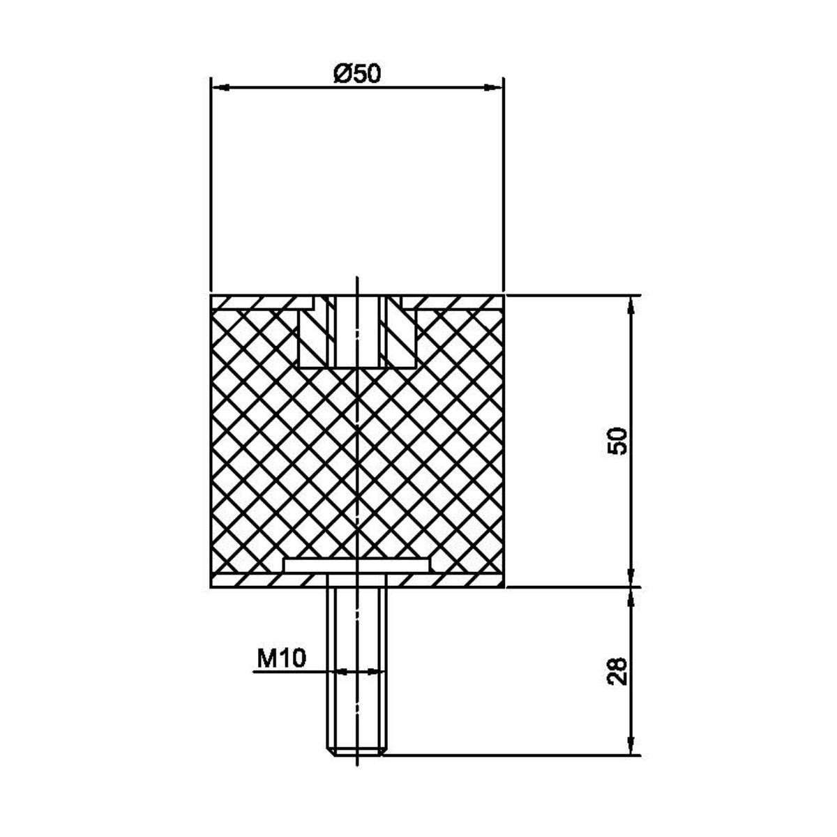 Виброизолятор резинометаллический  ArtNC 50.50 B (M10x28)