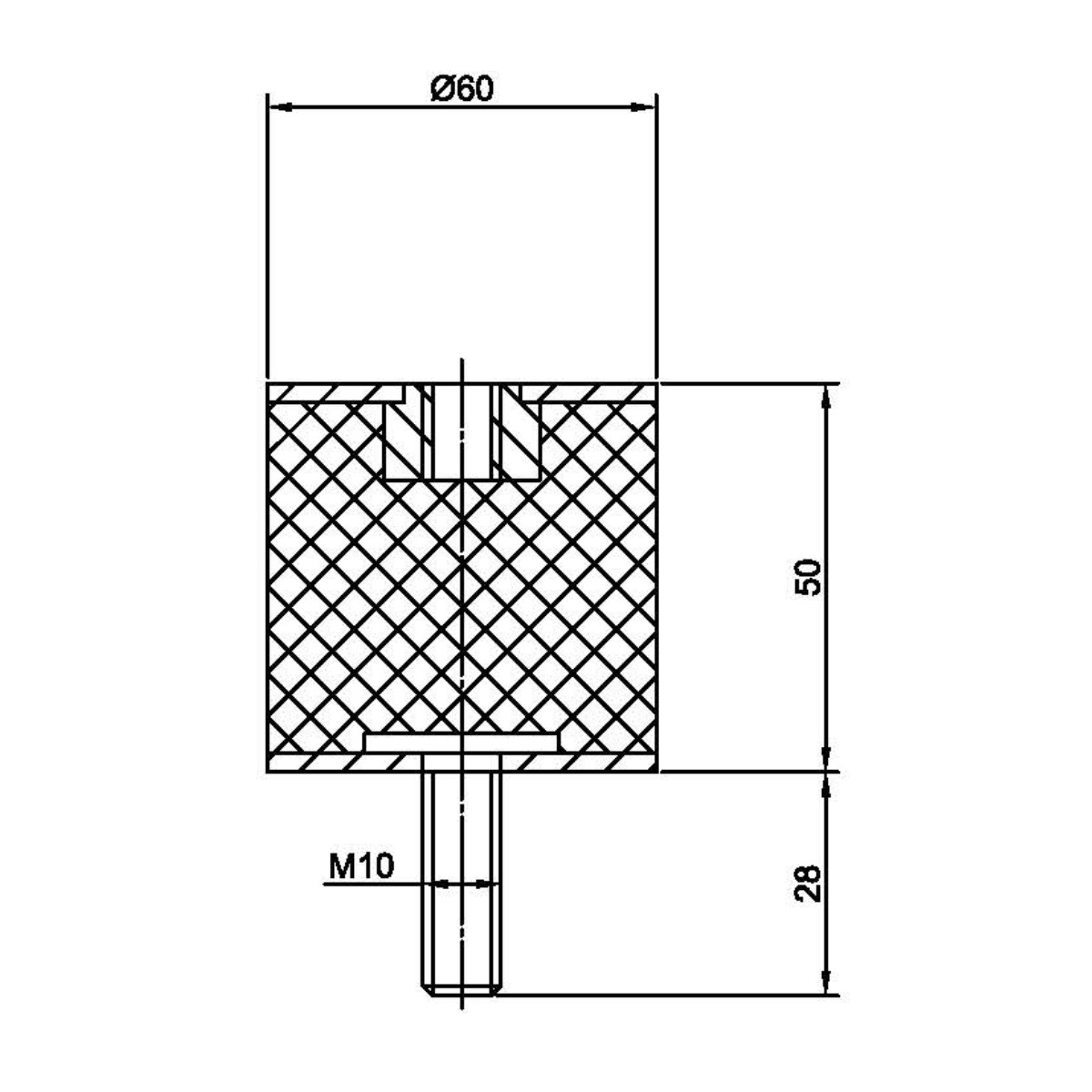 Виброизолятор резинометаллический  ArtNC 60.50 B (M10x28)