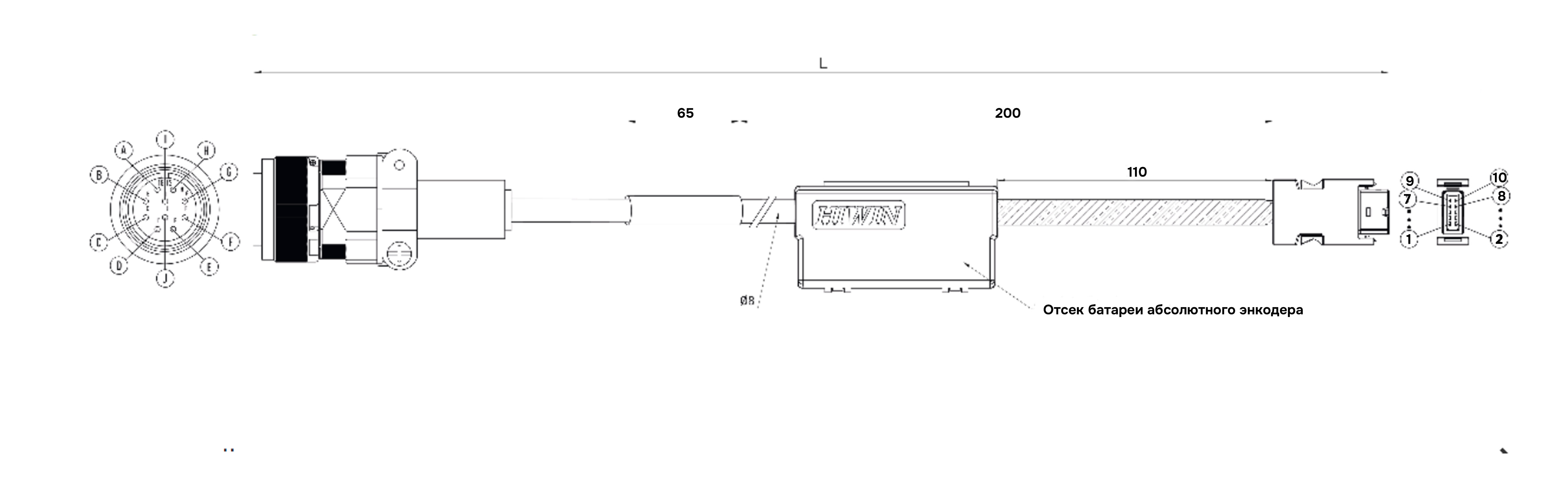 Энкодерный кабель серводвигателя  HIWIN HVE23ABB03MB