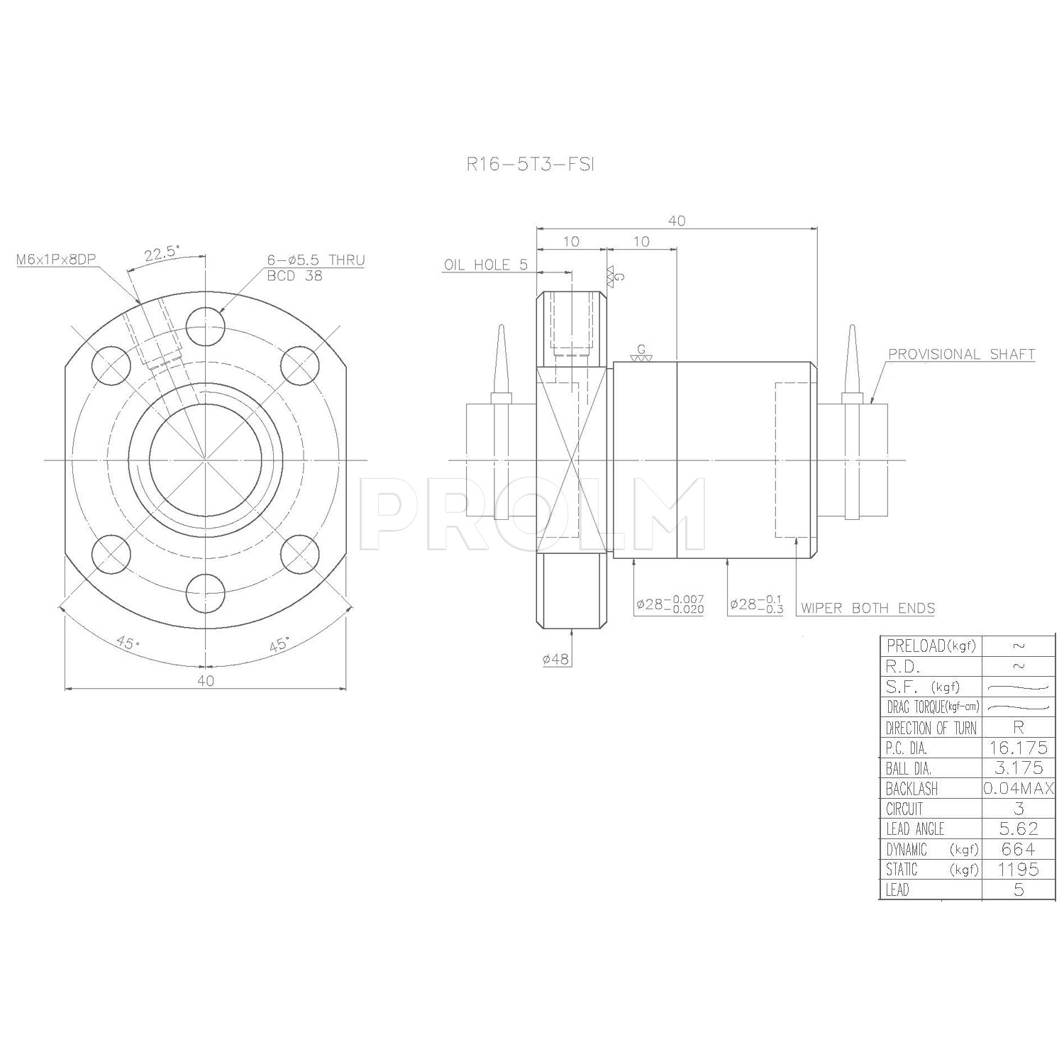 Гайка ШВП  HIWIN R16-5T3-FSI